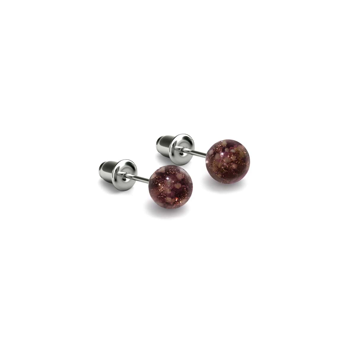 Schokolade | 925er Sterlingsilber | Mini-Glühwürmchen-Ohrstecker aus Glas